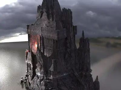 Ancient Stone dark Tower 1  3D model