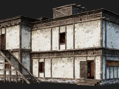 Old House Building 4K Textures GameReady 161 Low-poly 3D model