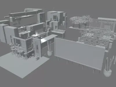 Asian Restaurant Low-poly 3D model