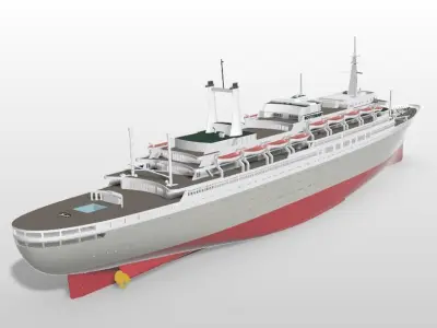 SS ROTTERDAM V ocean liner print ready  full hull and waterline 3D print model