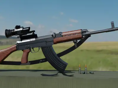 vz58 Sporter Semi Auto Rifle Low-poly 3D model