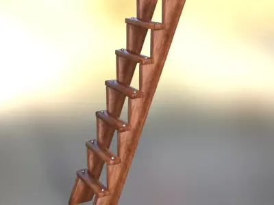 Wooden Stair Ladder 3D model