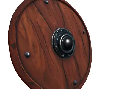 Viking Wooden Round Shield Low-poly 3D model
