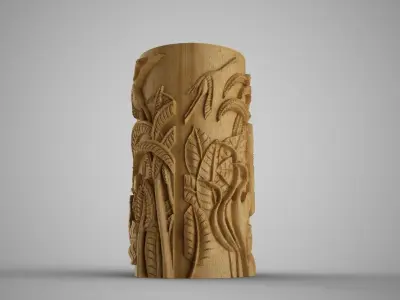 Hieroglyphic relief Cylinder Box 3D print model