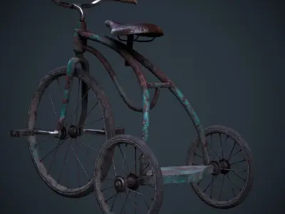 Old child bicycle Low-poly 3D model