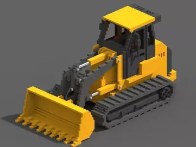 Voxel Crawler Loader Low-poly 3D model