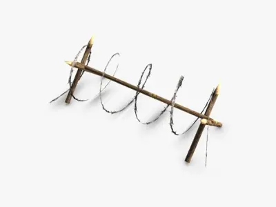 Low poly barbed wire barricade 3D model