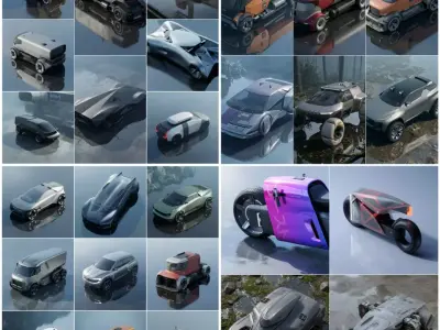 SCIFI GROUND VEHICLES BUNDLE 80-84 - 45 assets 3D model