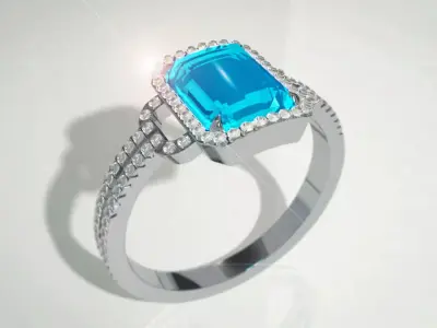 Ring render topaz with diamonds 3D model