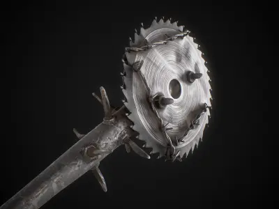 Spike Blade Bat game asset weapon  Low-poly 3D model