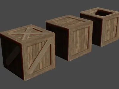 Wooden crates 3 types Free low-poly 3D model