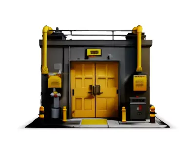 Stylized LowPoly Industrial Building Low-poly 3D model