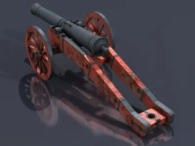 XVIII Century field cannon Low-poly 3D model