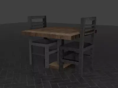 Table and Chair Low-poly 3D model purchase