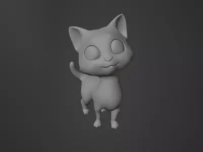 Rigged Cartoon Cat Character  Game Ready Low Poly Low-poly 3D model