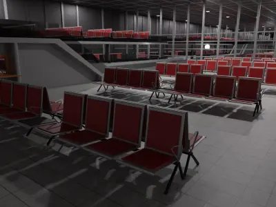 Airport Interior Low-poly 3D model 4