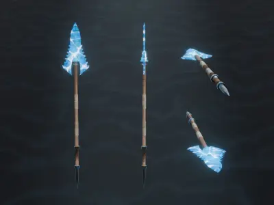 15 water elemental weapons - medieval - fantasy VOL 01 Low-poly 3D model