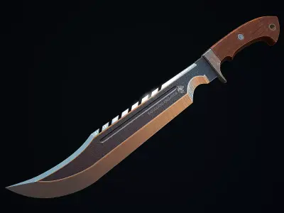 Long Hunter Knife Low-poly 3D model