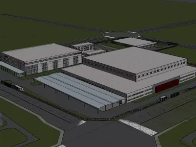 Industrial buildings factories industrial parks 3D model purchase