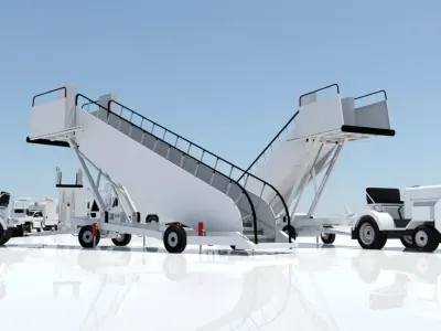 Towable Passenger Aircraft Stair Airport Low Poly  Low-poly 3D model