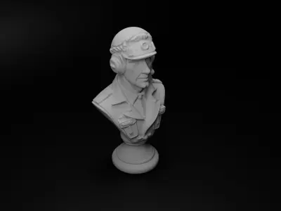Air Force Pilot Bust Chess 3D print model get