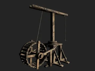Medieval Treadwheel Crane Low-poly 3D model purchase