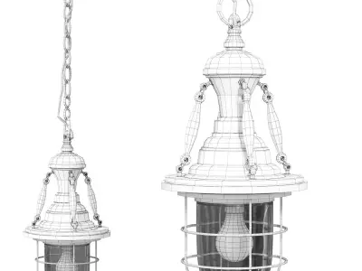 Pendant light Industrial Nautical Brass   Black 3D model