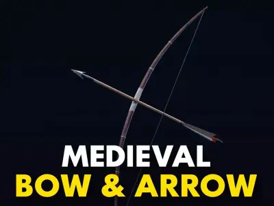 Medieval Weapon Bow and Arrow -PBR- Game Ready Low-poly 3D model