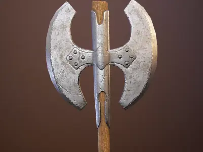 Medieval double-sided axes pack Low-poly 3D model