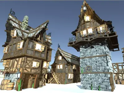 Medieval Fantasy Town Kit Low-poly 3D model