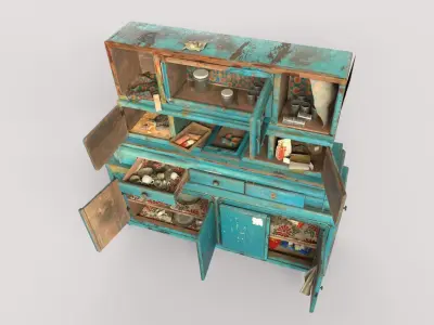 Old Blue Cabinet 3D model