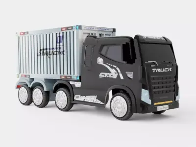 HGV Container Truck And Trailer Black Electric Ride On Lorry Low-poly 3D model