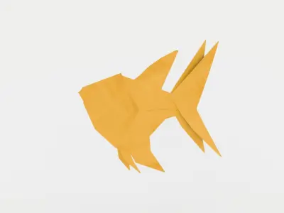 Origami Gold Fish Low-poly 3D model
