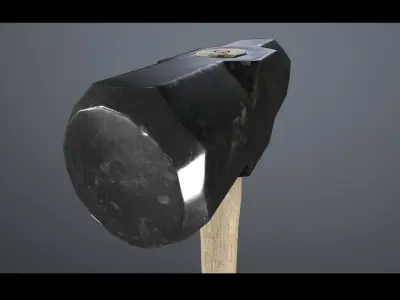 Sledgehammer piece of metal Low-poly 3D model