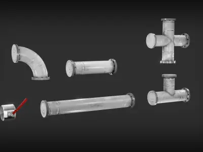 Pipes handle Low-poly 3D model