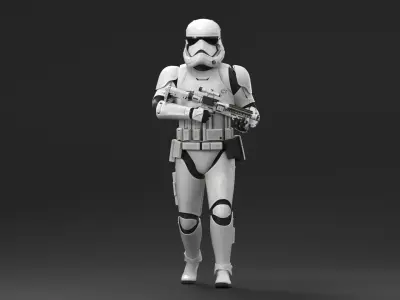 Dirty First Order Stormtrooper with Blaster Walking Pose 3D model