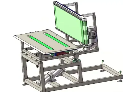 Hydraulic Cylinder Operated Tilting Platform with Belt Conveyor 3D model