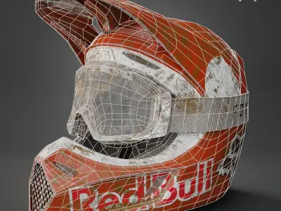  Fox V3 Motocross Helmet Low-poly 3D model