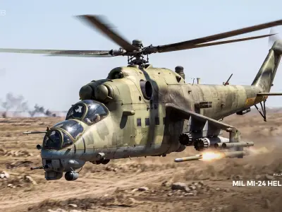 Mil Mi-24 Helicopter 3D Model 3D model purchase