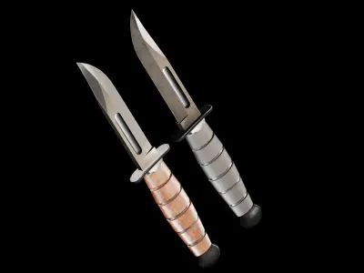 Metal and Wood Kabar Knife Low-poly 3D model