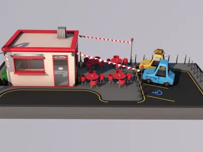 Cafe building 3D model