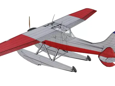 Seaplane Cessna L-19 Bird Dog Low-poly 3D model