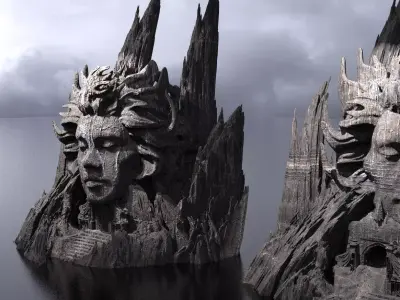 Fallen Angel cliffs 2 Dark Versions  3D model