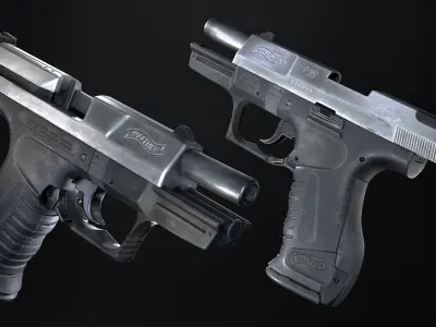 Walther P99 Titanium Coated Low-poly 3D model