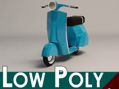 Low-Poly Cartoon Vespa Scooter Low-poly 3D model
