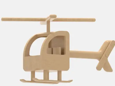 Wooden Helicopter Low-poly 3D model