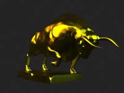 charging bull wall street sculpture statue cow 3D model