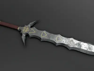 Dark Rune Sword Fantasy Weapon Low-poly 3D model