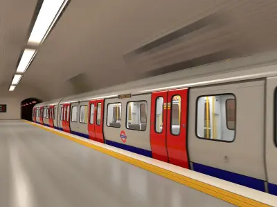 London Subway Train S8 Rigged 3D model
