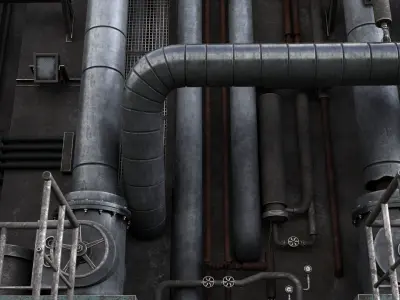 Industrial Pipes v5 Low-poly 3D model